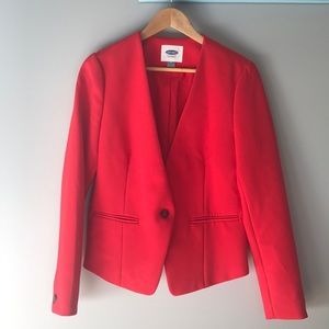 Old Navy Red Fitted One Button Blazer